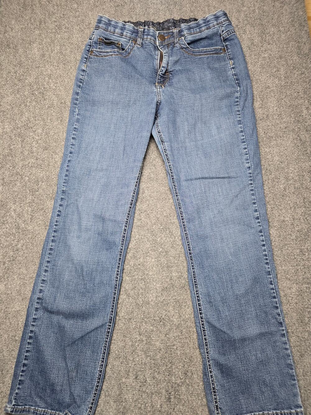 Lee Women's 29x29 Straight Leg Jeans Medium Wash Blue Denim Decorative Pockets